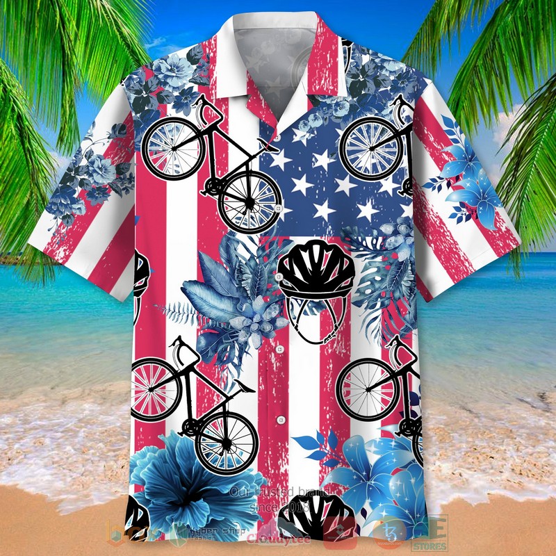 Cycling_USA_flag_Nature_Hawaiian_Shirt_1