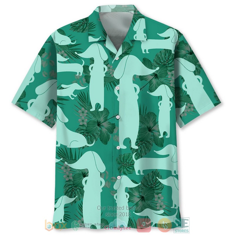Dachshund_Kelly_Green_Hawaiian_Shirt