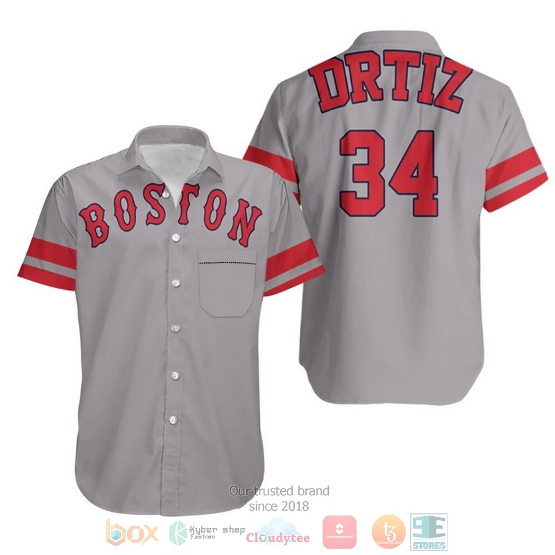 David_Ortiz_Boston_Red_Sox_Player_Gray_2019_Hawaiian_Shirt