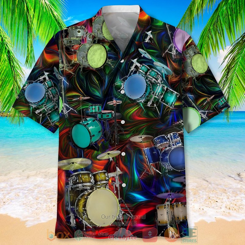 Drum_Light_hologram_Hawaiian_Shirt_1