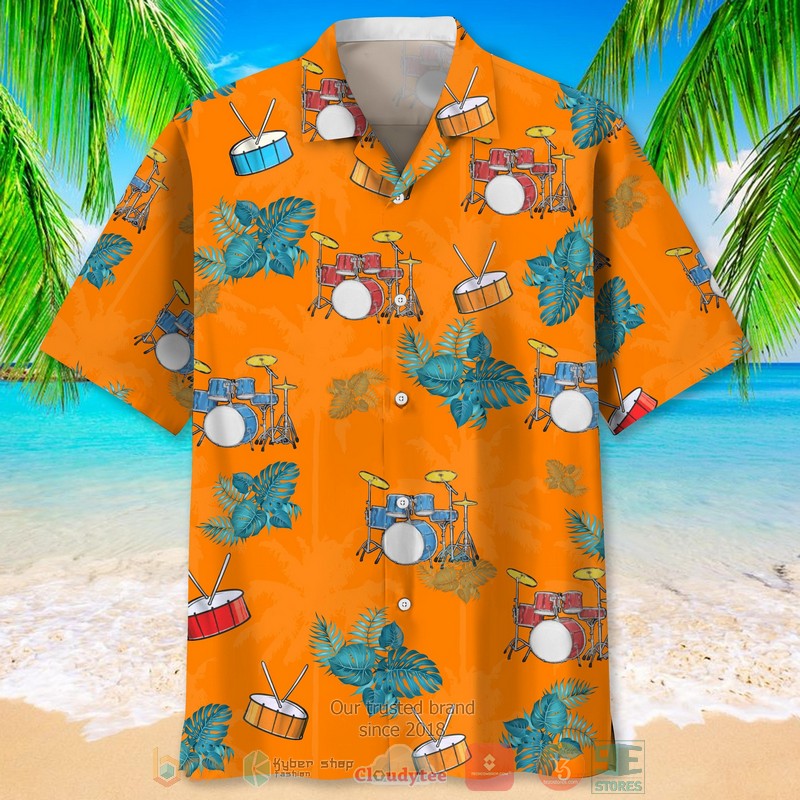 Drum_Tropical_Orange_Hawaiian_Shirt_1