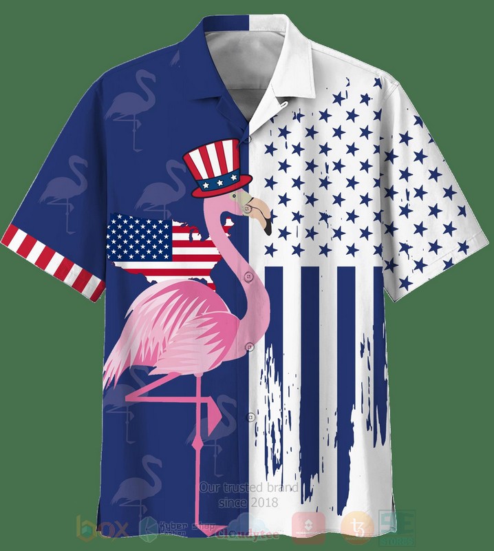 Flamingo_With_American_Flag_Hawaiian_Shirt