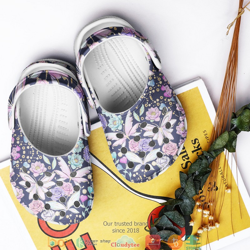Floral_Butterfly_Crocband_Shoes_1_2_3_4_5_6_7_8