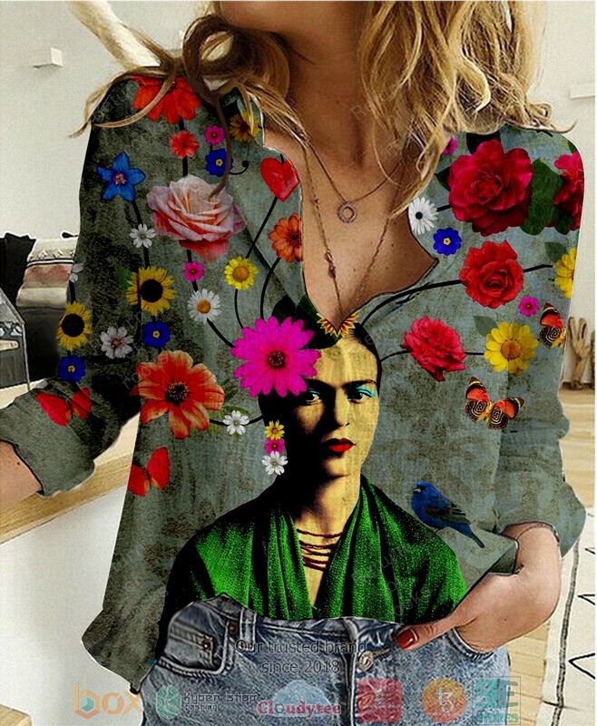 Frida_Kahlo_Flower_Art_Short_Sleeve_Hawaiian_Shirt