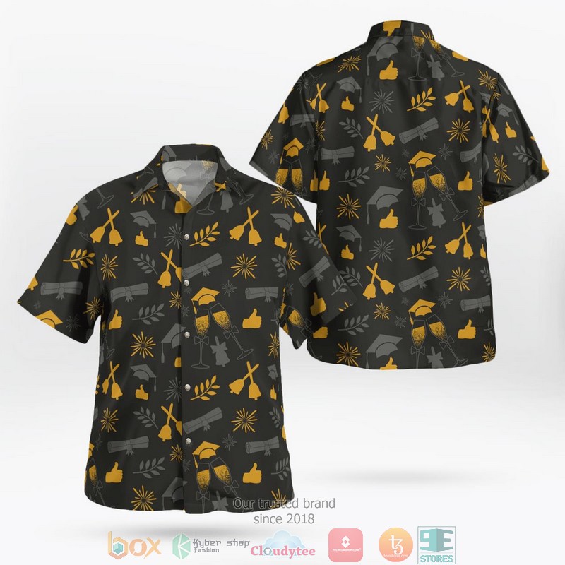 Graduation_pattern_black_Hawaiian_Shirt
