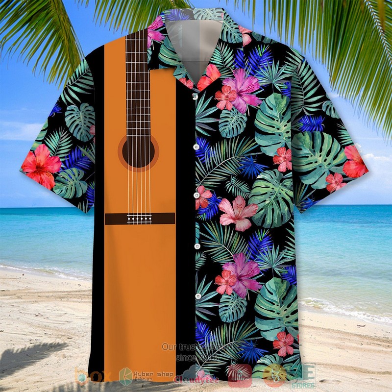 Guitar_Tropical_plant_Hawaiian_Shirt_1