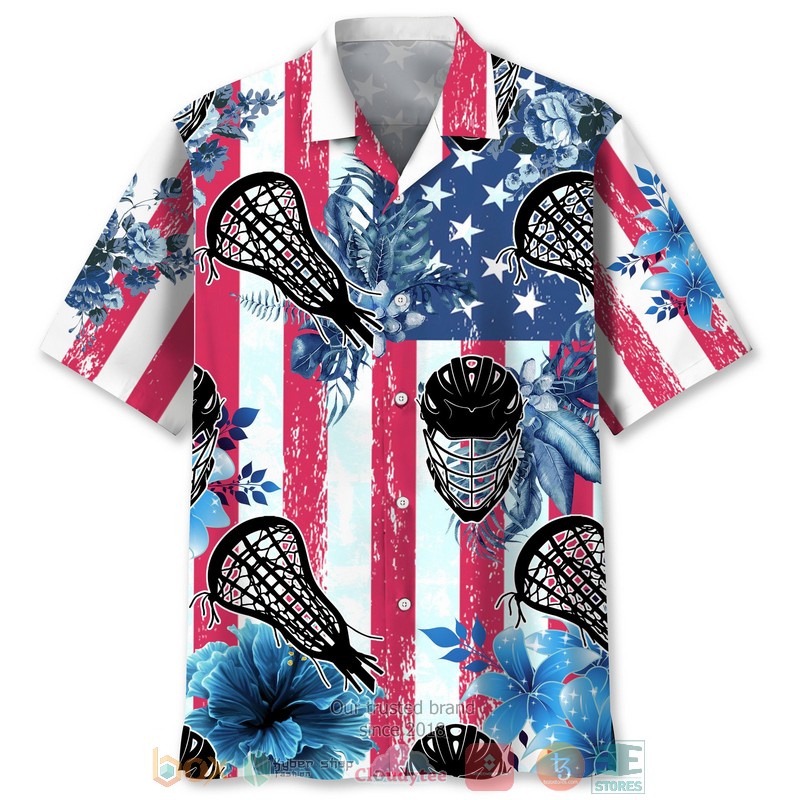 Lacrosse_USA_flag_Flowers_Hawaiian_Shirt