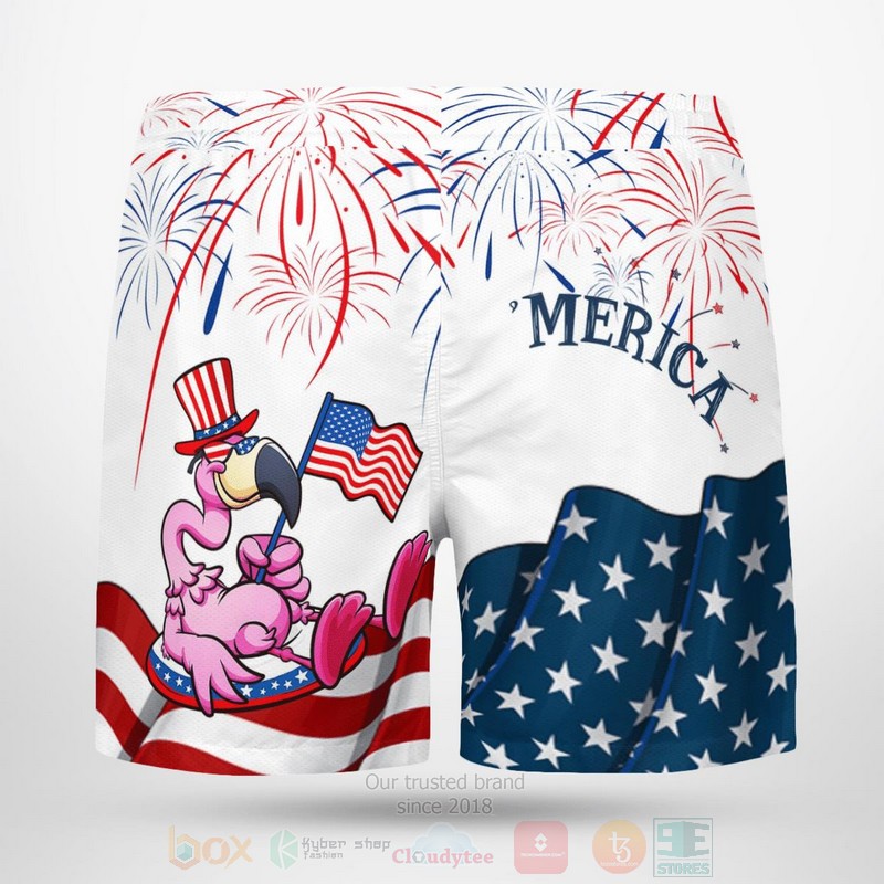 Merica_US_Flag_Flamingo_White_Hawaiian_Shirt_Short_1_2_3