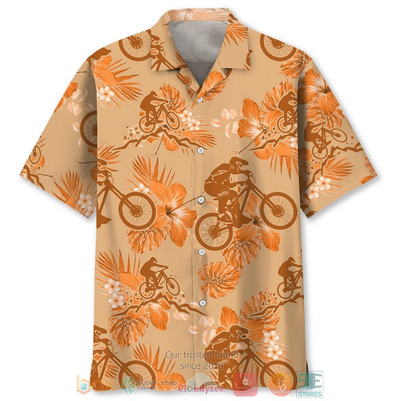 Mountain_Bike_Tropical_plant_Orange_Hawaiian_Shirt