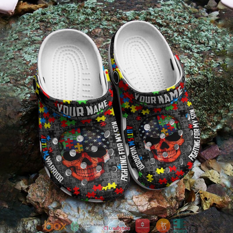 Personalized_Autism_Warrior_Fighting_For_My_Son_Crocband_Shoes_1_2