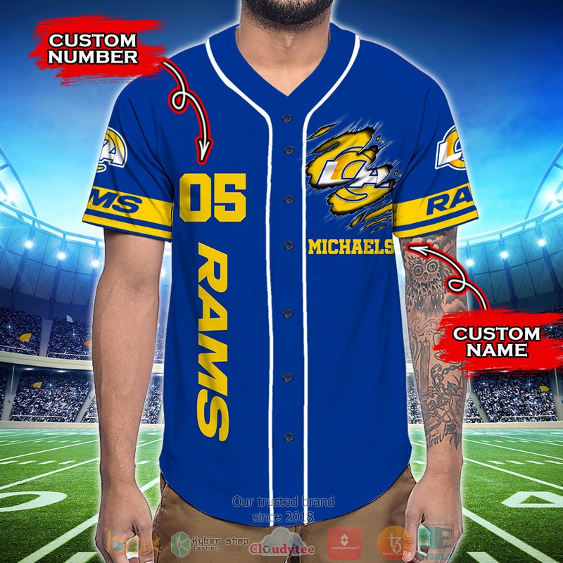 Personalized_Los_Angeles_Rams_NFL_God_First_Family_Second_then_Baseball_Jersey_Shirt_1