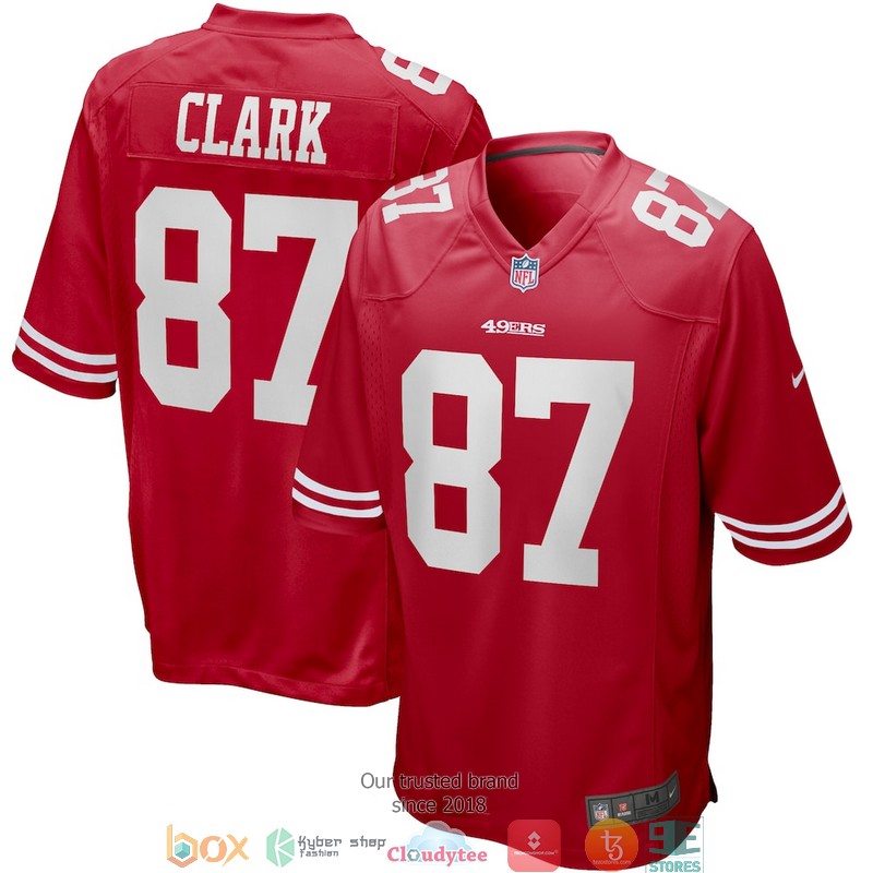 San_Francisco_49ers_Dwight_Clark_87_Scarlet_Game_Retired_Football_Jersey