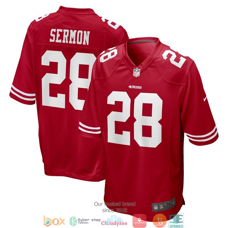San_Francisco_49ers_Trey_Sermon_Scarlet_2021_NFL_Draft_Pick_Football_Jersey