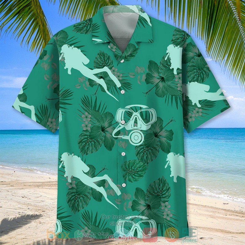 Scuba_Diving_Kelly_Green_Hawaiian_Shirt_1