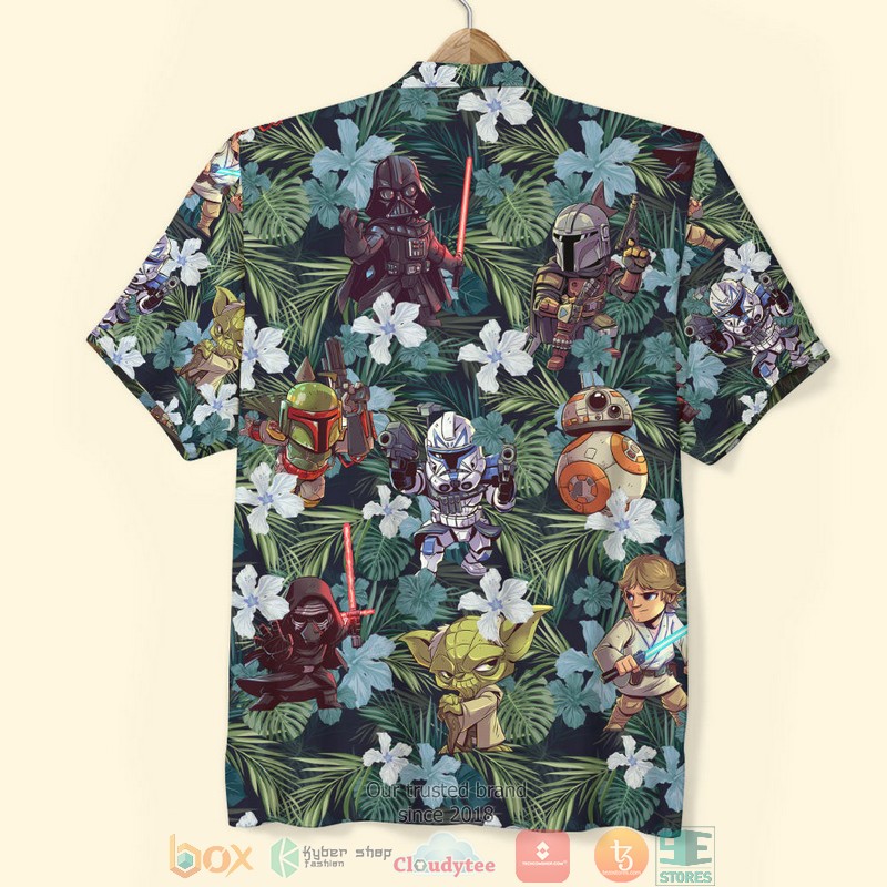 Star_Wars_Characters_Blue_Flower_Pattern_Hawaiian_Shirt_1
