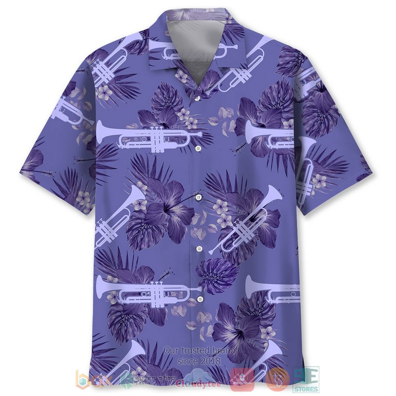 Trumpet_Purple_flowers_Hawaiian_Shirt