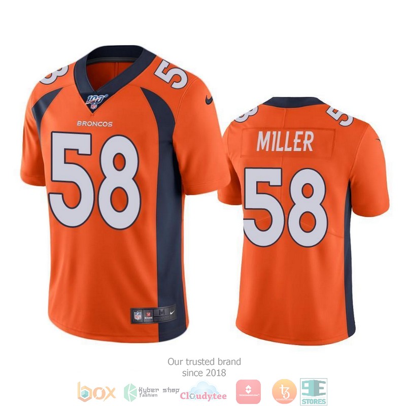 Von_Miller_Denver_Broncos_100th_Season_Orange_Football_Jersey