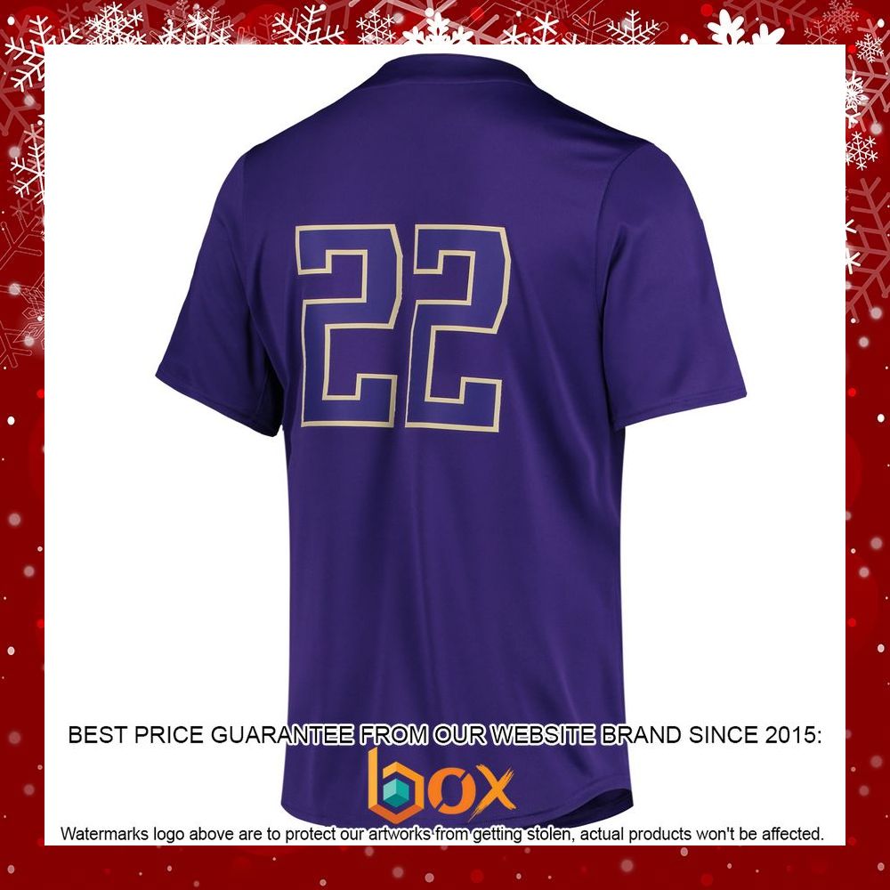 BEST #22 Washington Huskies adidas Button-Up Purple Baseball Jersey 3