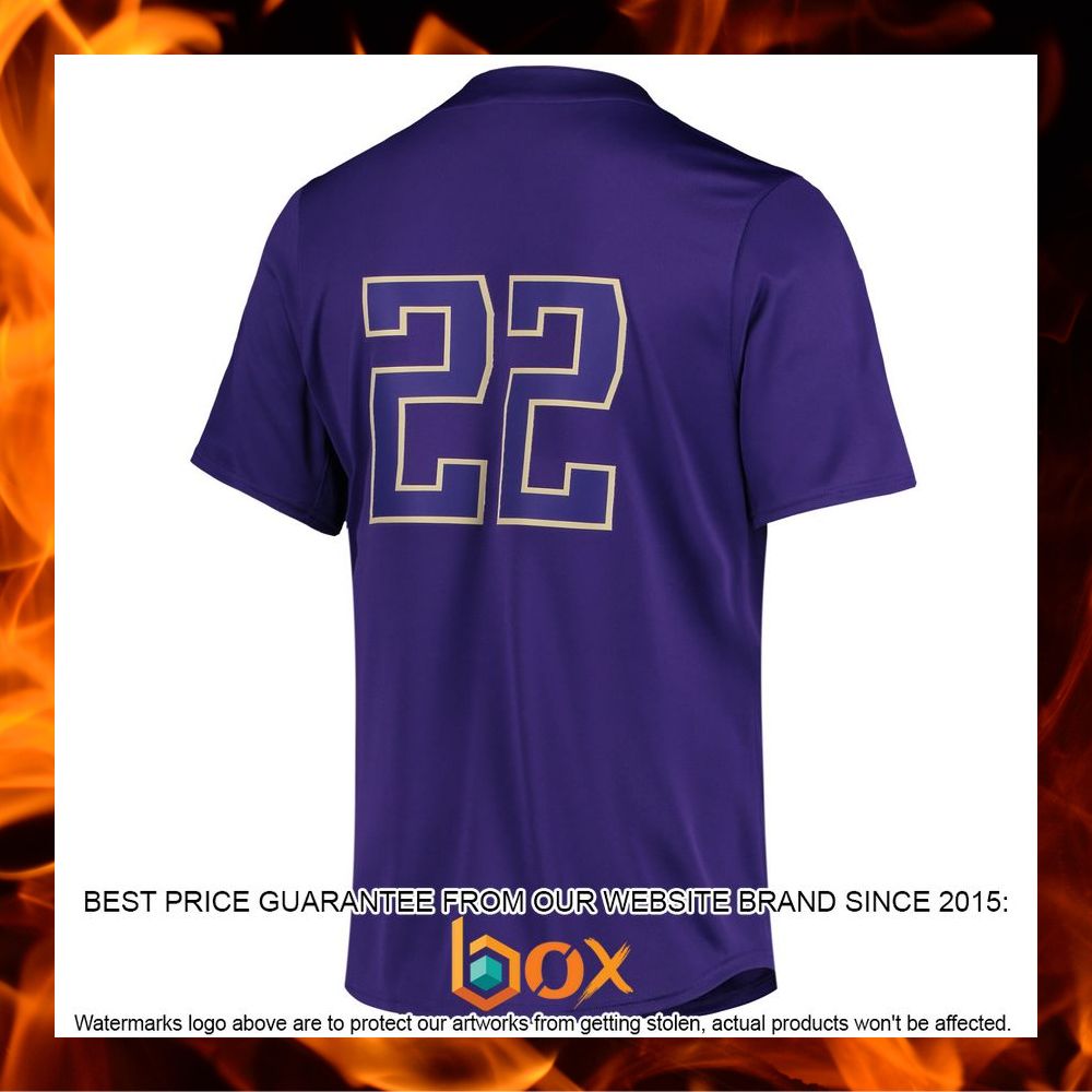 BEST #22 Washington Huskies adidas Button-Up Purple Baseball Jersey 7