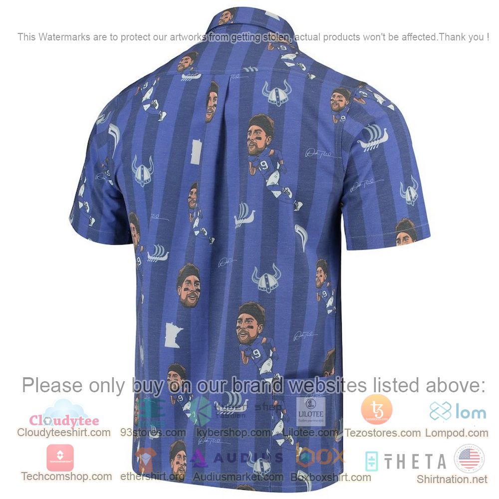 HOT Adam Thielen Minnesota Vikings Purple NFLPA Player Graphic Button-Up Hawaii Shirt 3