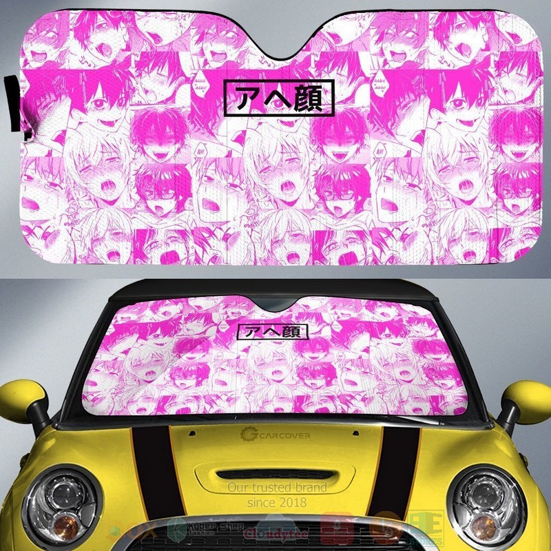Ahegao Yaoi Pink Car Sunshade 1