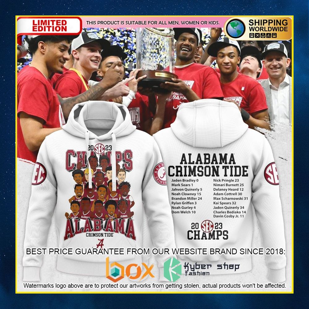 NEW Alabama Crimson Tide 2023 SEC Men’s Basketball Regular Season Champions 3D Hoodie, Shirt 5
