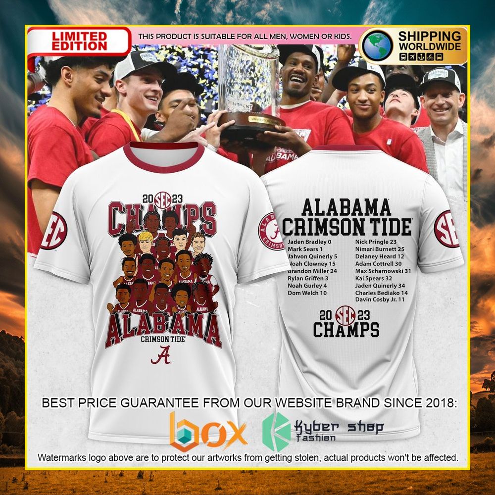 NEW Alabama Crimson Tide 2023 SEC Men’s Basketball Regular Season Champions 3D Hoodie, Shirt 4