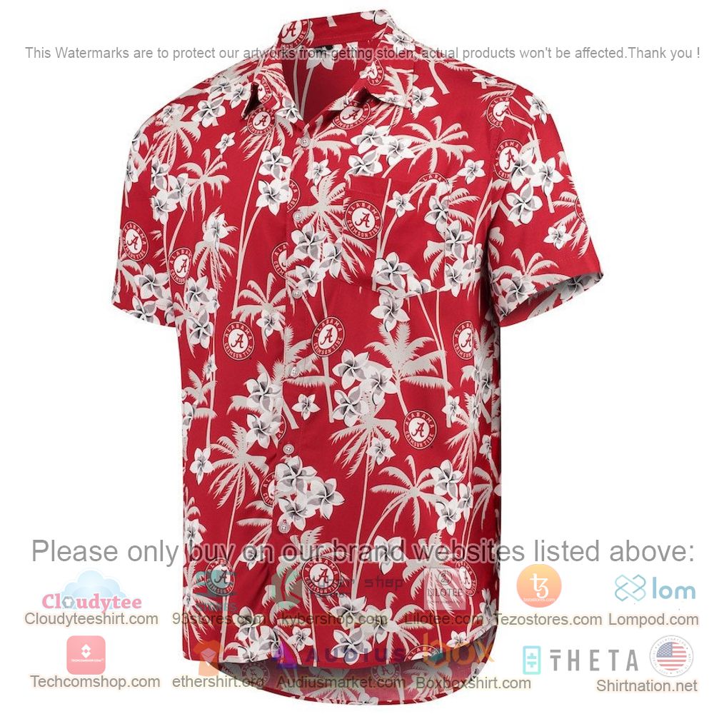 HOT Alabama Crimson Tide Crimson College Floral Button-Up Hawaii Shirt 2