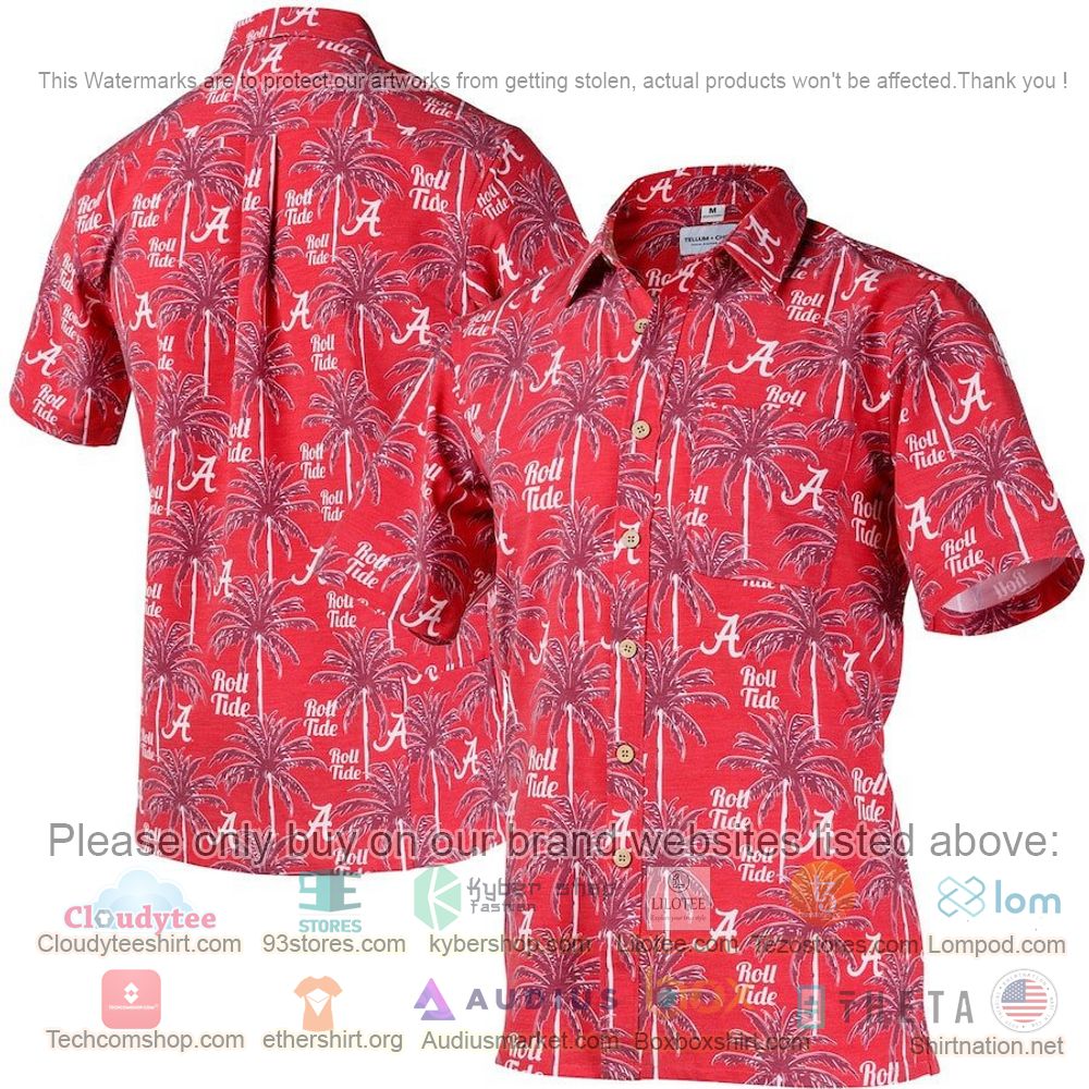 HOT Alabama Crimson Tide Crimson Logo Floral Button-Up Hawaii Shirt 1