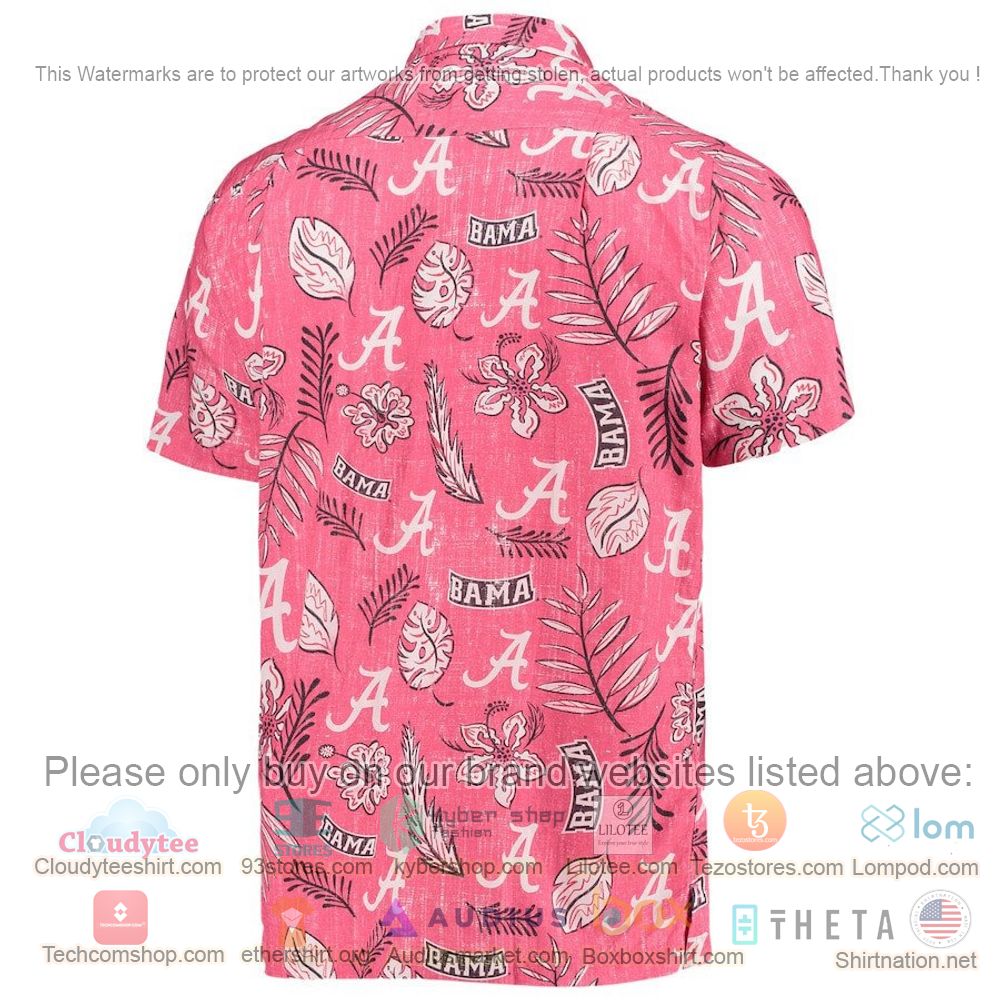 HOT Alabama Crimson Tide Crimson Pink Floral Button-Up Hawaii Shirt 3