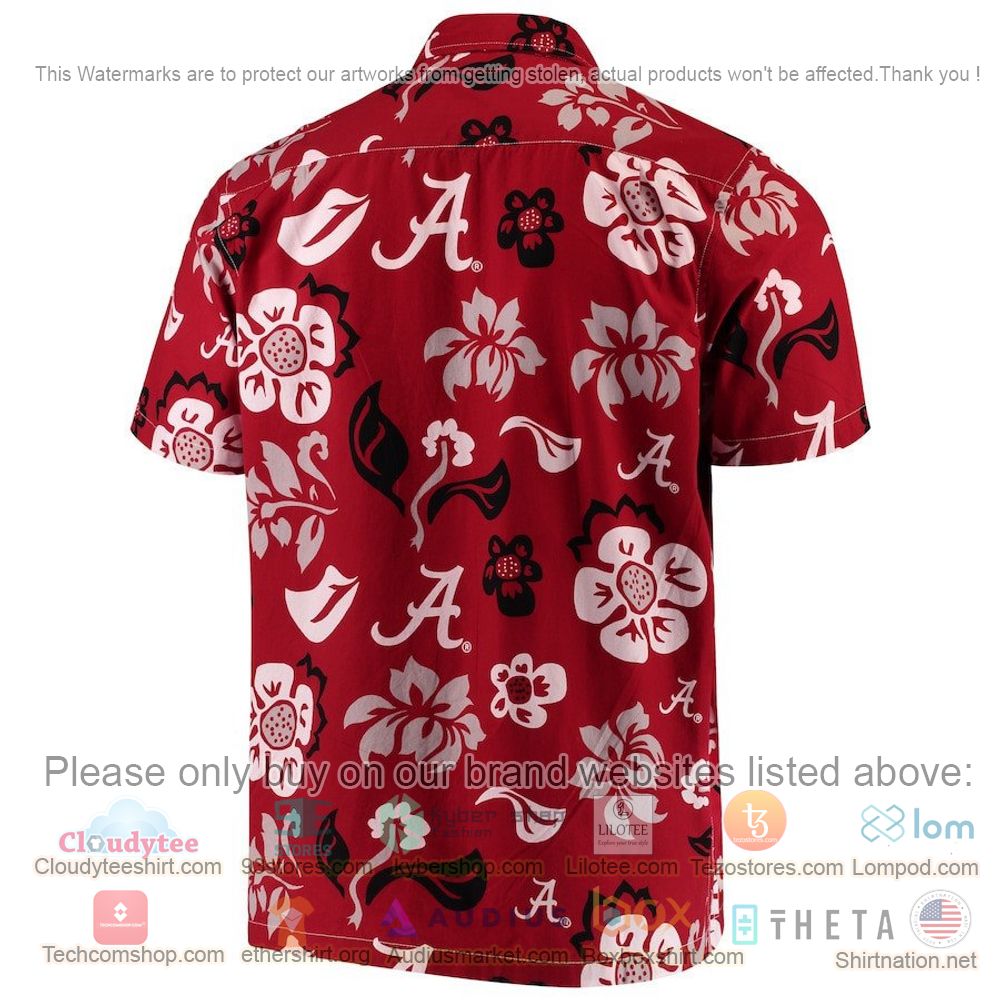 HOT Alabama Crimson Tide Crimson Red Floral Button-Up Hawaii Shirt 3