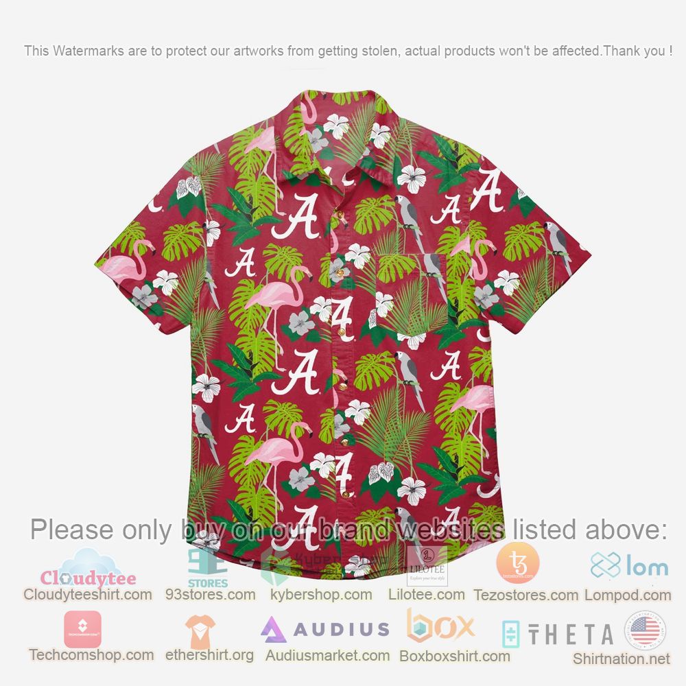 HOT Alabama Crimson Tide Floral Button-Up Hawaii Shirt 1