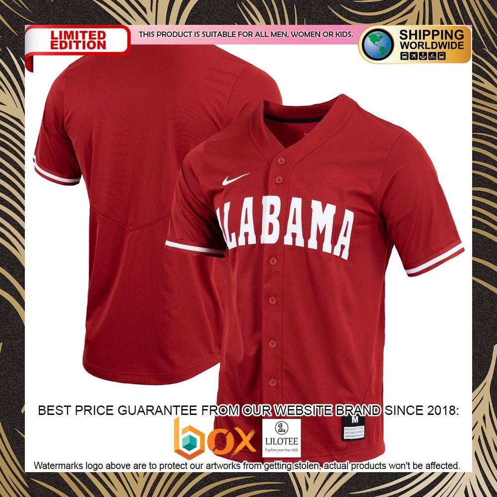 NEW Alabama Crimson Tide Replica Full-Button Crimson Baseball Jersey 9