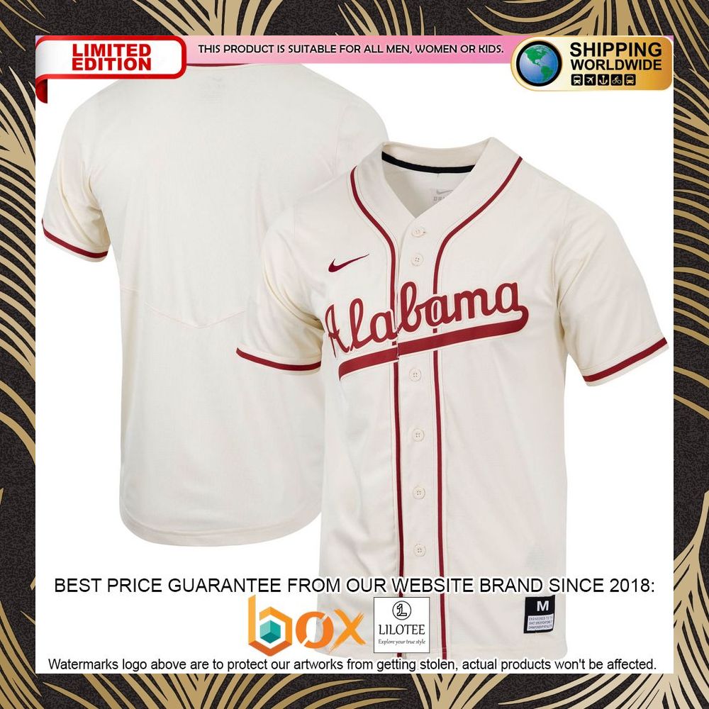 NEW Alabama Crimson Tide Replica Full-Button Crimson Baseball Jersey 10
