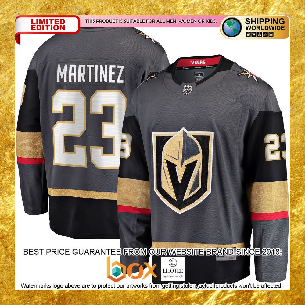NEW Alec Martinez Vegas Golden Knights Home Player Gray Hockey Jersey 5