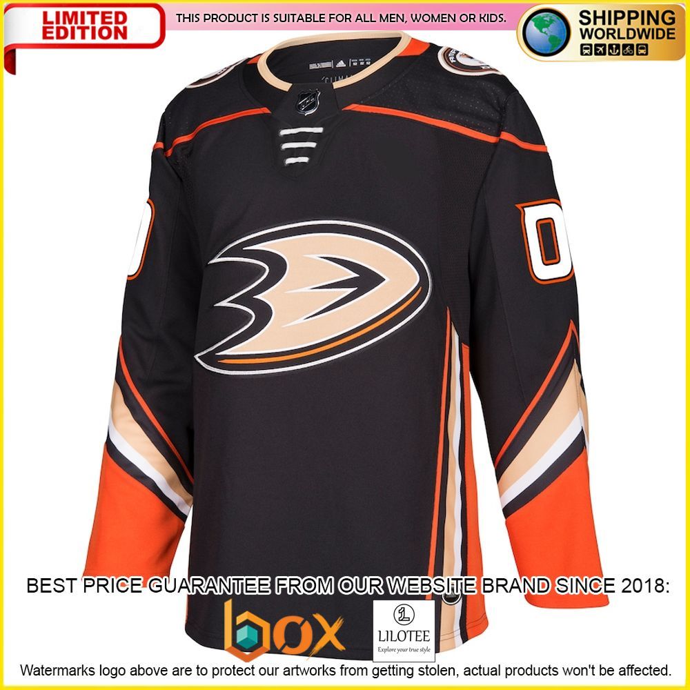 NEW Anaheim Ducks Adidas Custom Black Premium Hockey Jersey 2
