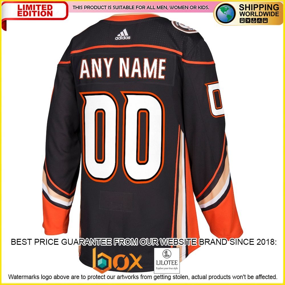 NEW Anaheim Ducks Adidas Custom Black Premium Hockey Jersey 3