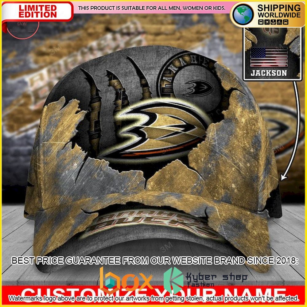 NEW Anaheim Ducks Skull NHL Custom Name Cap Hat 1