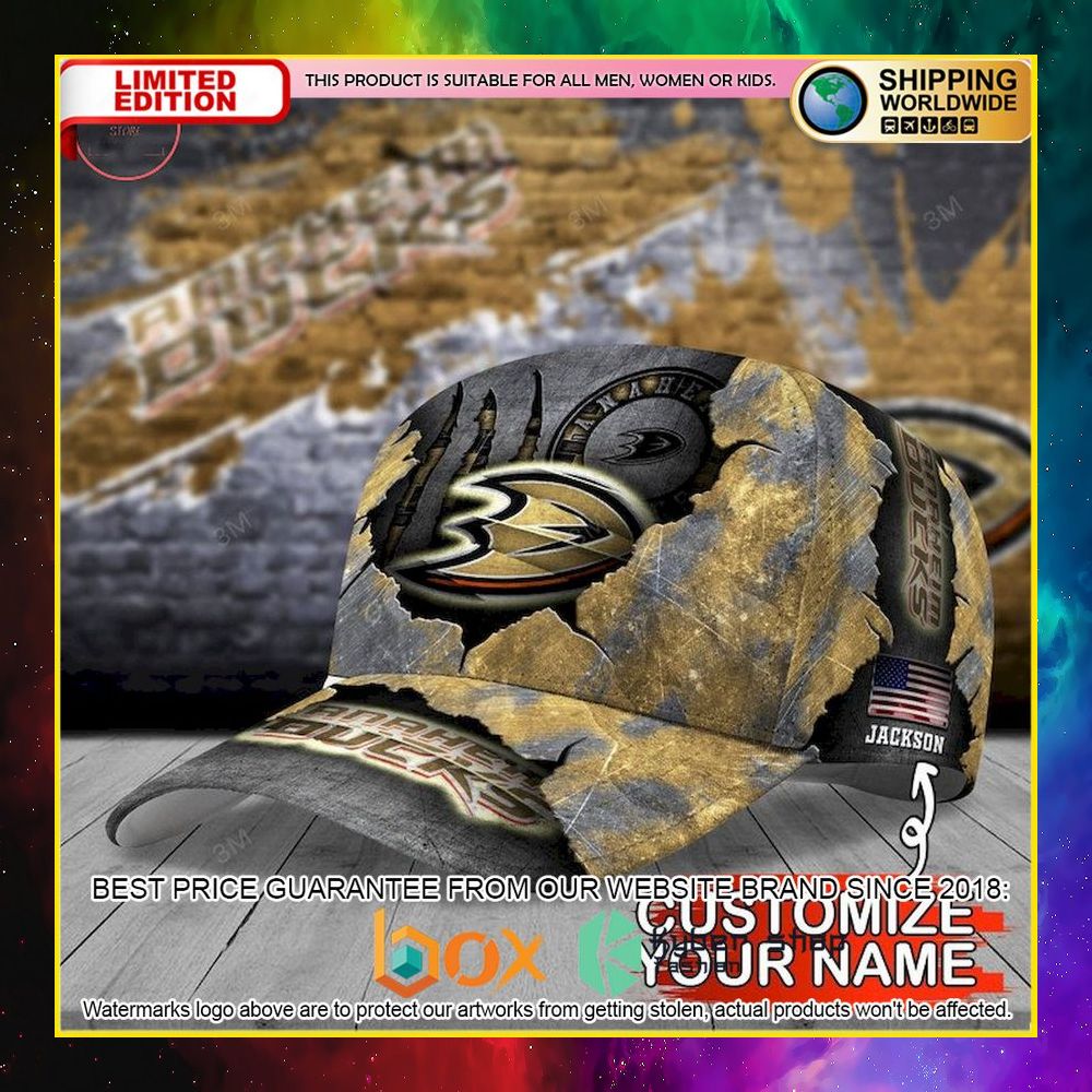 NEW Anaheim Ducks Skull NHL Custom Name Cap Hat 4