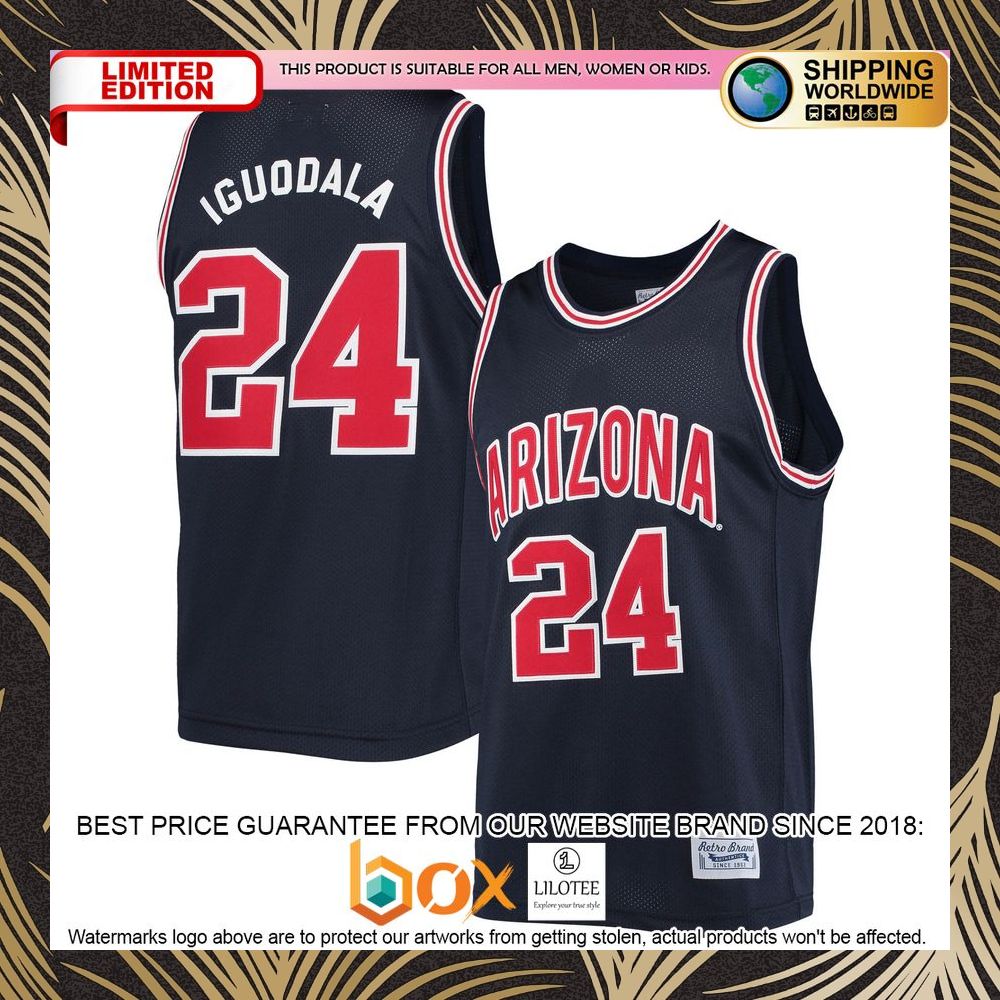 NEW Andre Iguodala Arizona Wildcats Original Retro Brand Alumni Commemorative Classic Navy Basketball Jersey 5