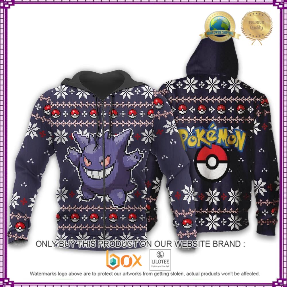HOT Anime Pokemon Gengar Christmas 3D Hoodie, Sweater 15