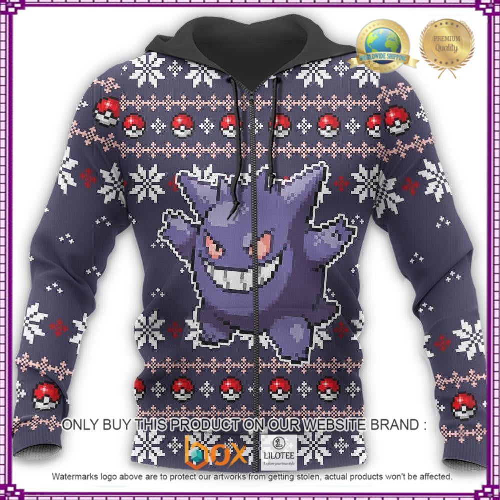 HOT Anime Pokemon Gengar Christmas 3D Hoodie, Sweater 7