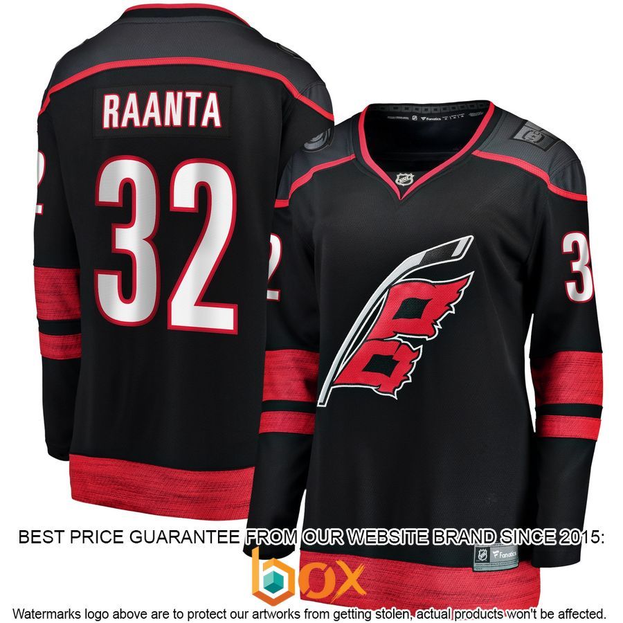 NEW Antti Raanta Carolina Hurricanes Women's Home Player Black Hockey Jersey 4