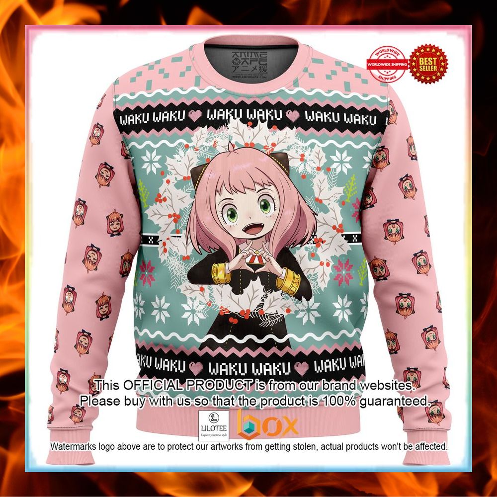 BEST Anya Forger Waku Waku Spy x Family Christmas Sweater 4