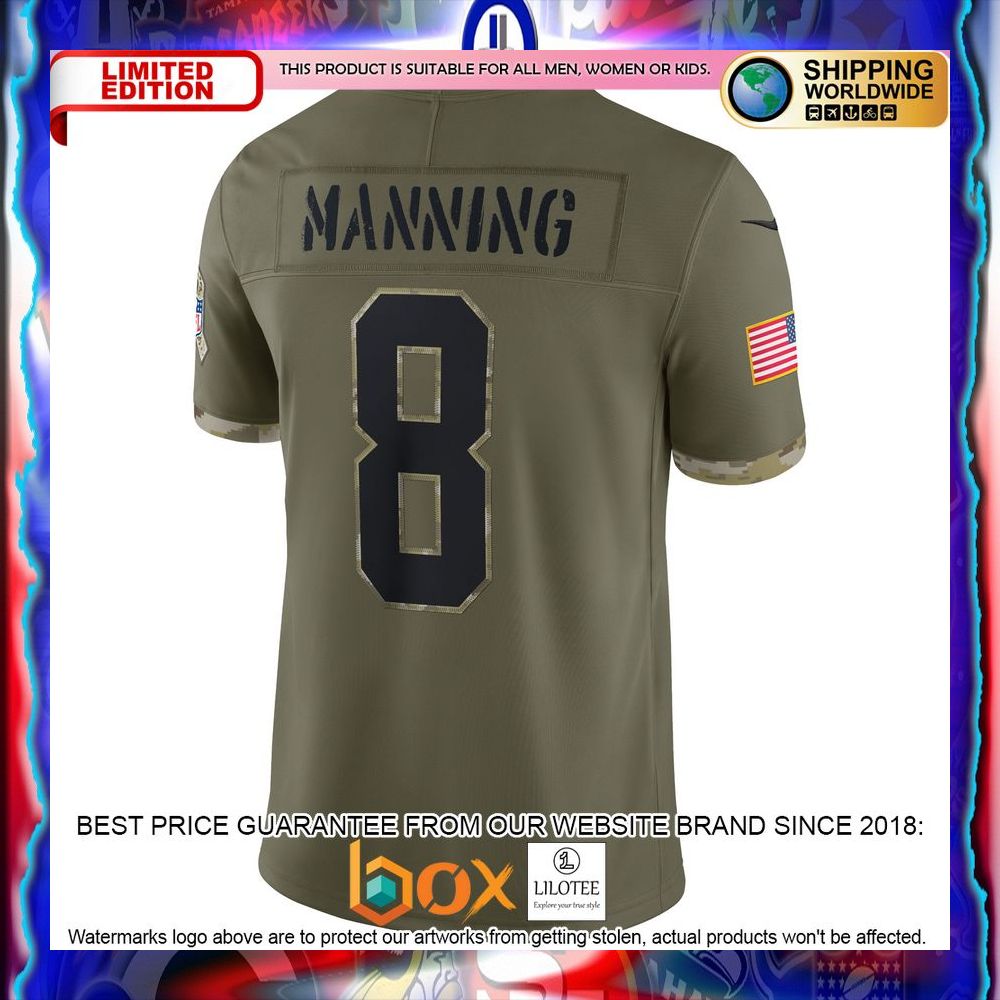 NEW Archie Manning New Orleans Saints 2022 Salute To Service Retired Olive Football Jersey 7