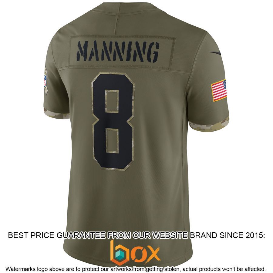 NEW Archie Manning New Orleans Saints 2022 Salute To Service Retired Olive Football Jersey 19