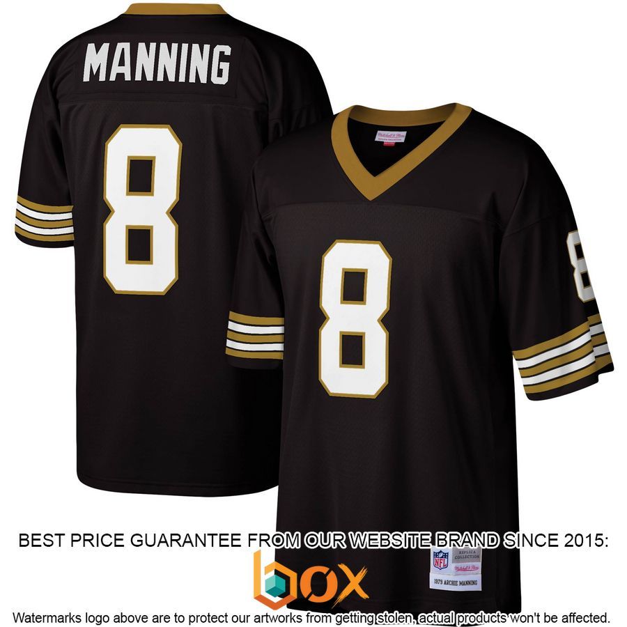 NEW Archie Manning New Orleans Saints Mitchell & Ness Legacy Replica Black Football Jersey 11