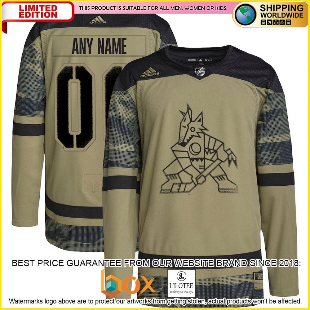 NEW Arizona Coyotes Adidas Military Appreciation Team Custom Camo Premium Hockey Jersey 1