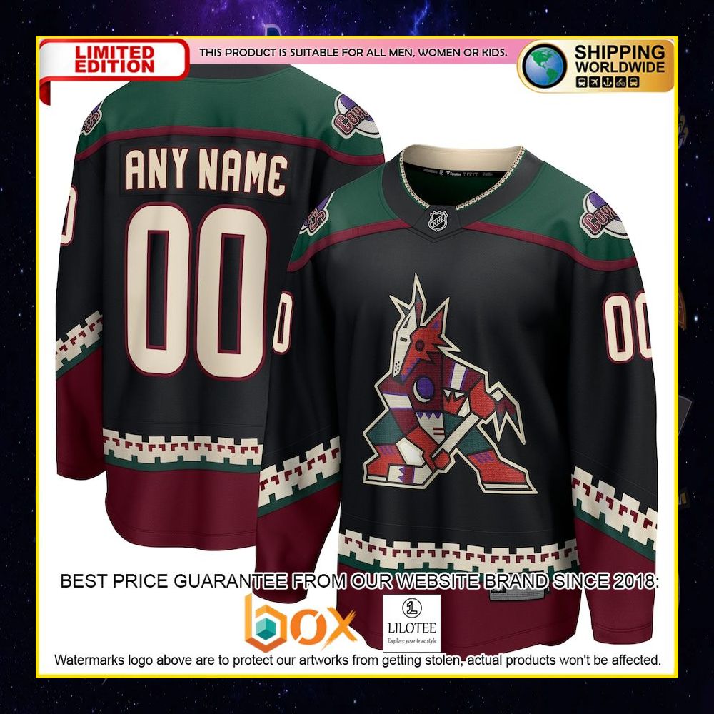 NEW Arizona Coyotes Fanatics Branded 2021 22 Home Custom Black Premium Hockey Jersey 4