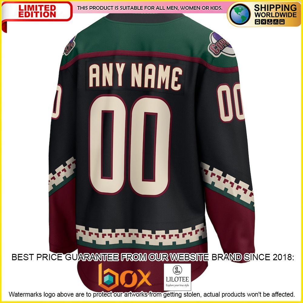 NEW Arizona Coyotes Fanatics Branded 2021 22 Home Custom Black Premium Hockey Jersey 3